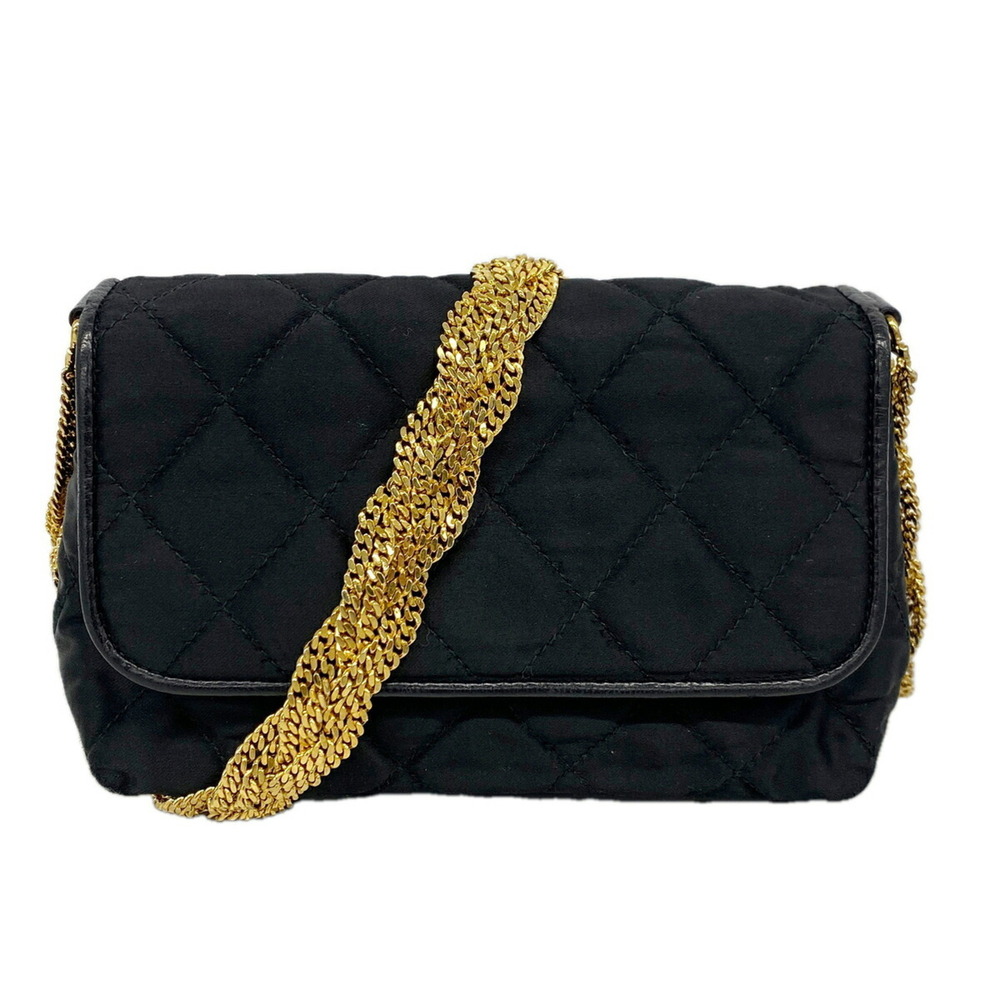 Chanel Matelassé Chain Shoulder Bag, Nylon, Black, Women's
